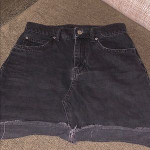Black denim mini skirt